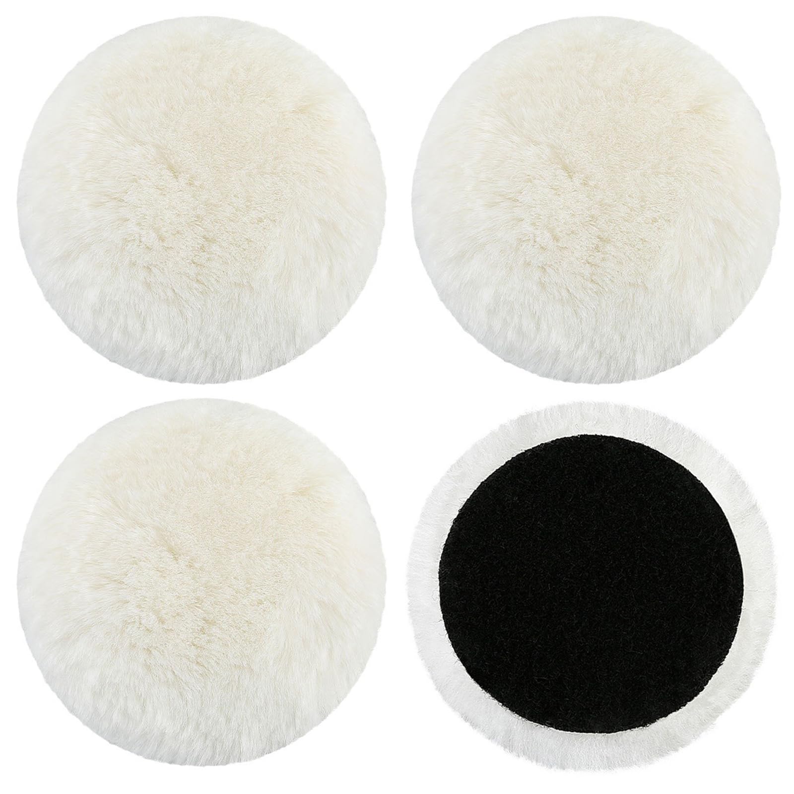 KAIYAYA Lammwolle Polierpads 125mm - 4 Stück Polierscheiben Für Auto Und Mehr
