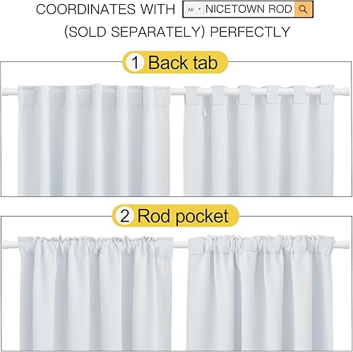 Miniatura 3 de Nicetown - Cortina opaca con trabillas en la parte trasera y jareta para barra 2 paneles