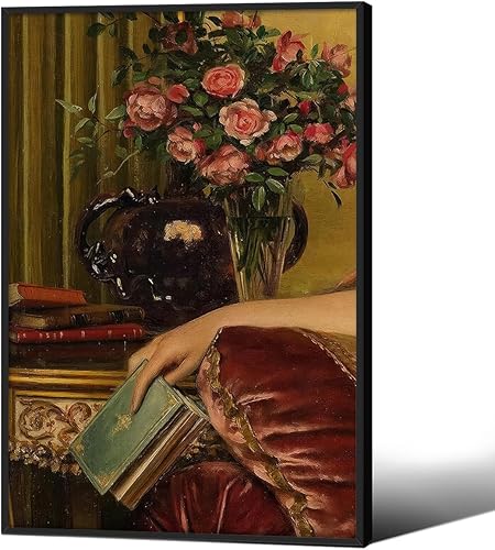 Miniatura 12 de Arte de pared en lienzo de libro floral, póster de pintura al óleo de flores botánicas, impresiones estéticas vintage antiguas para galería, sala de