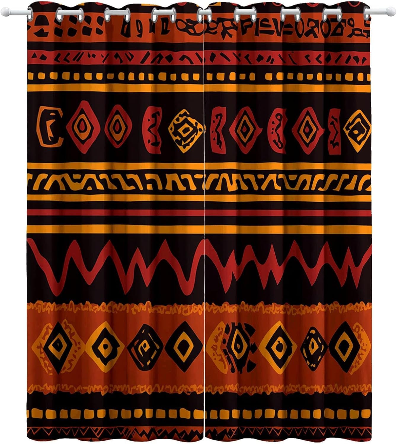 Vorhänge 3D Afrika Gardinen Wohnzimmer Stamm verdunklungsvorhänge 2er Set Blackout Curtain Vorhang mit ösen lärmschutzvorhang für Schlafzimmer kinderzimmer 2 x 110 x 215 cm（B X H） X5