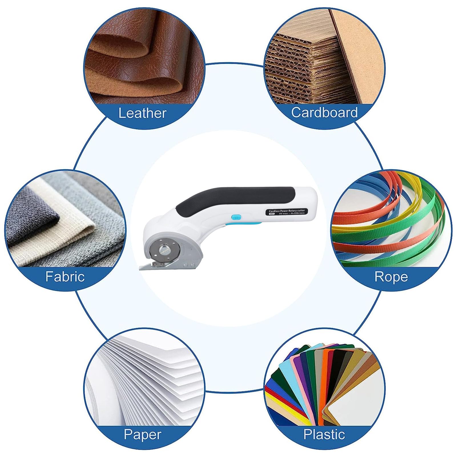 Ciseaux électriques sans Fil, Ciseaux à Tissu Rechargeables 320 Tr/min avec Verrouillage de sécurité, Coupe-tapis en Cuir Polyvalent et Coupe-carton pour la Couture, le