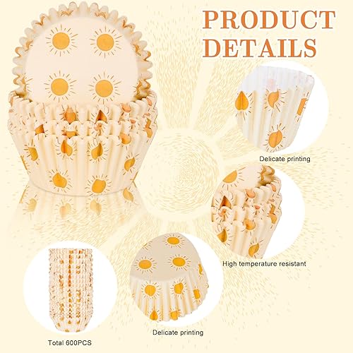 Miniatura 4 de 600 forros bohemios para cupcakes de sol, hippie, verano, sol, envoltura de cupcakes, primer viaje alrededor del sol, fiesta, papel para hornear,
