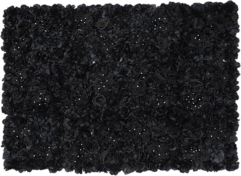 12Pcs Artificial Flower Wall Panels, 3D Flowers Wall Silk Rose Flower Panels 15x15 in Rose Wall Backdrop for Wedding Celebrations, Festive Party, Stage Background - Black Hydrangeas Dahlias