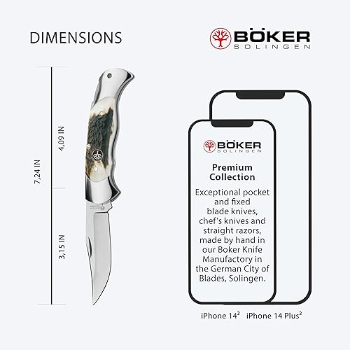 Miniatura 5 de Boker 112004ST - Cuchillo de bolsillo con hoja de bloqueo de ciervo con hoja de borde recto de 7-1/4 pulgadas