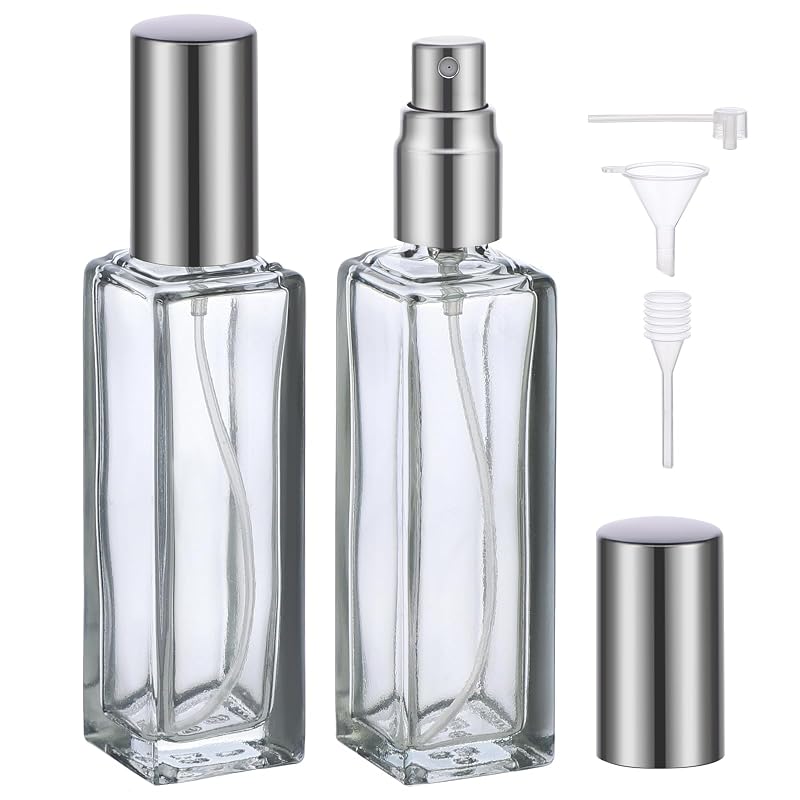 Segbeauty Frascos de Perfume Recarregáveis de Vidro com Spray, 20 mL, Pacote com 2 e acessórios