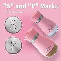 Vista 2 de Juego de salero y pimentero, acero inoxidable con botella de vidrio para mesa, RV, campamento, barbacoa, juego de 2, rosa