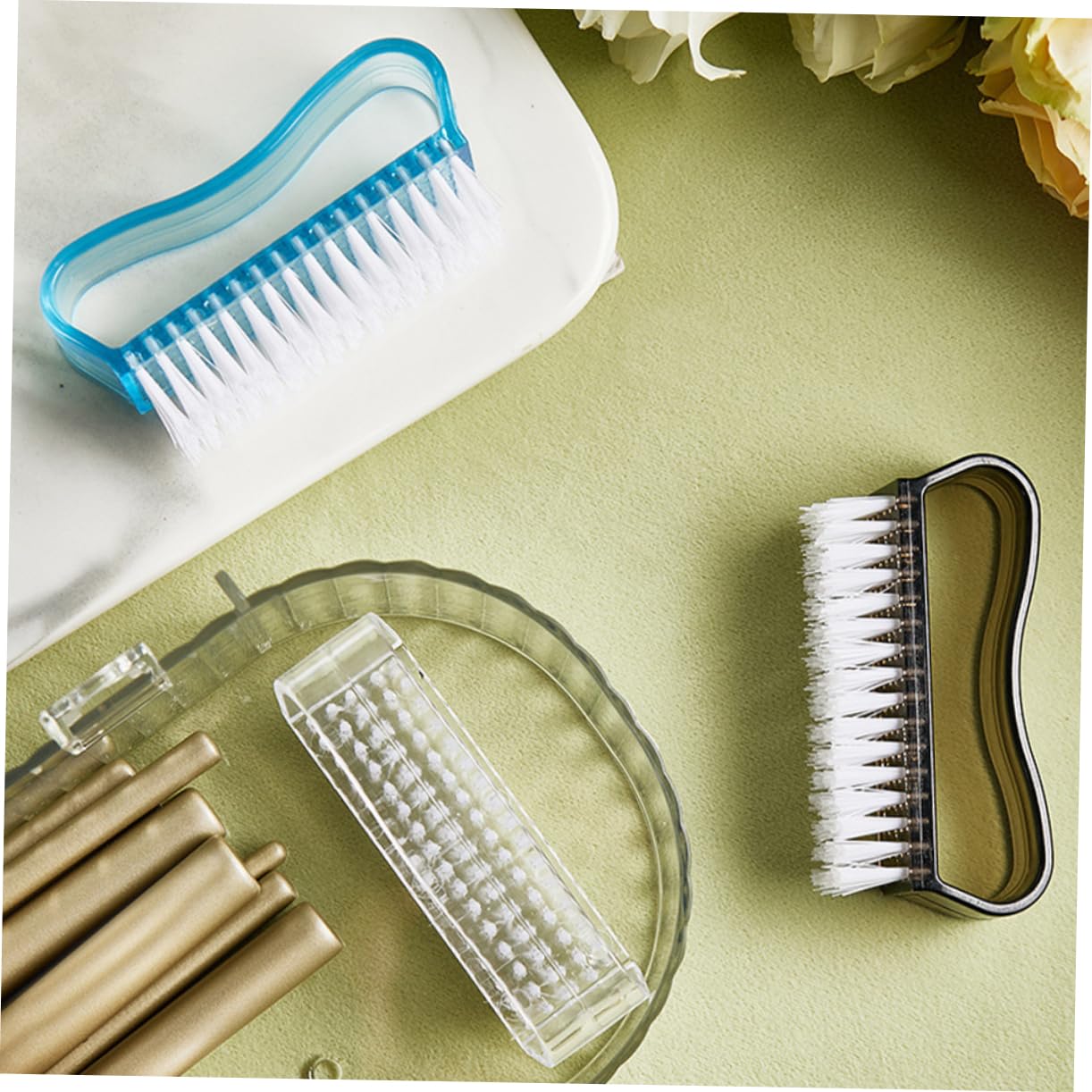 Nail Cleaning Brush Set 6pcs Fingernail Brushes Stiff Bristles Nail Scrubber