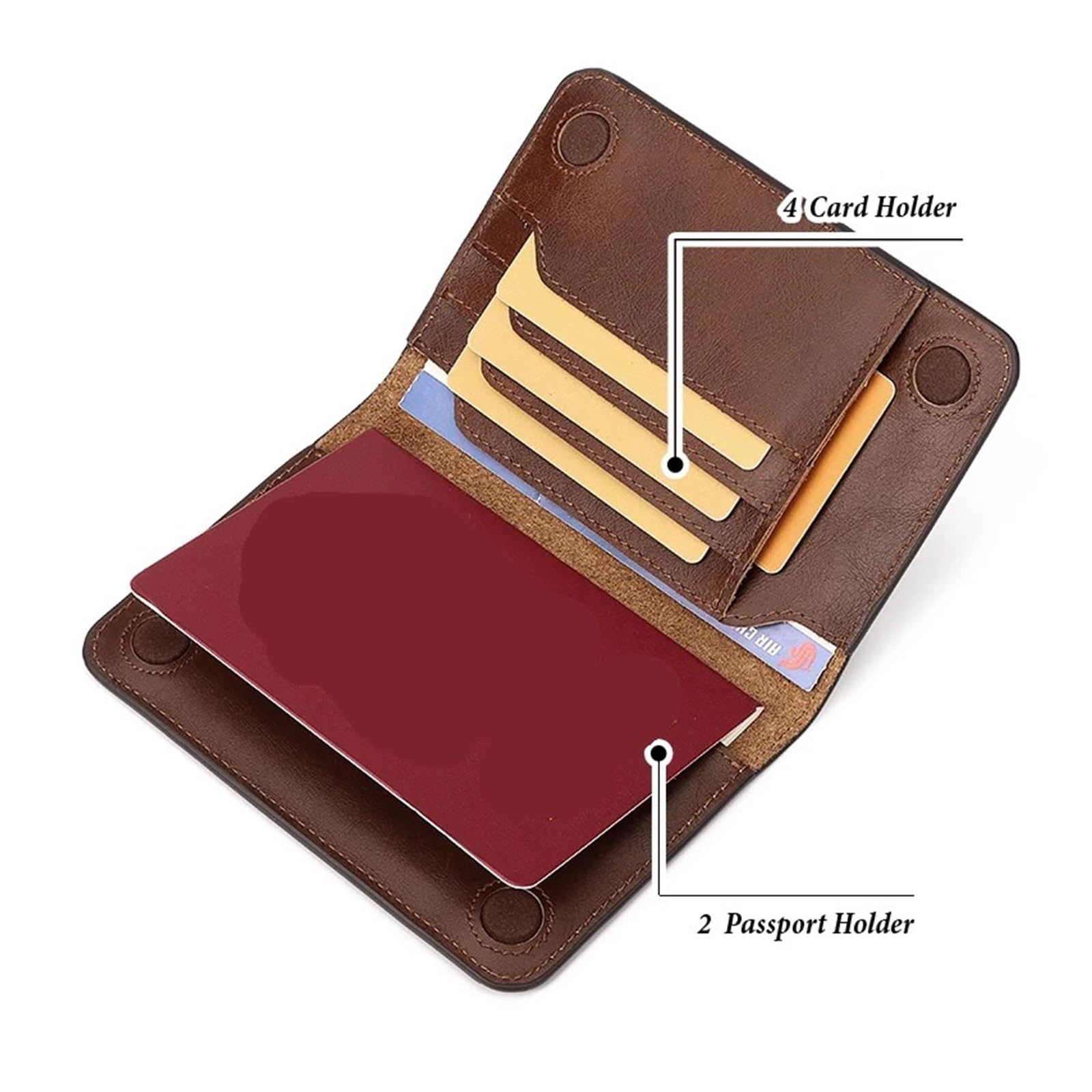 Porta Passaporto Custodia protettiva in pelle for oggetti essenziali da viaggio, custodia for carta di credito Per Documenti Di Viaggio(Black)