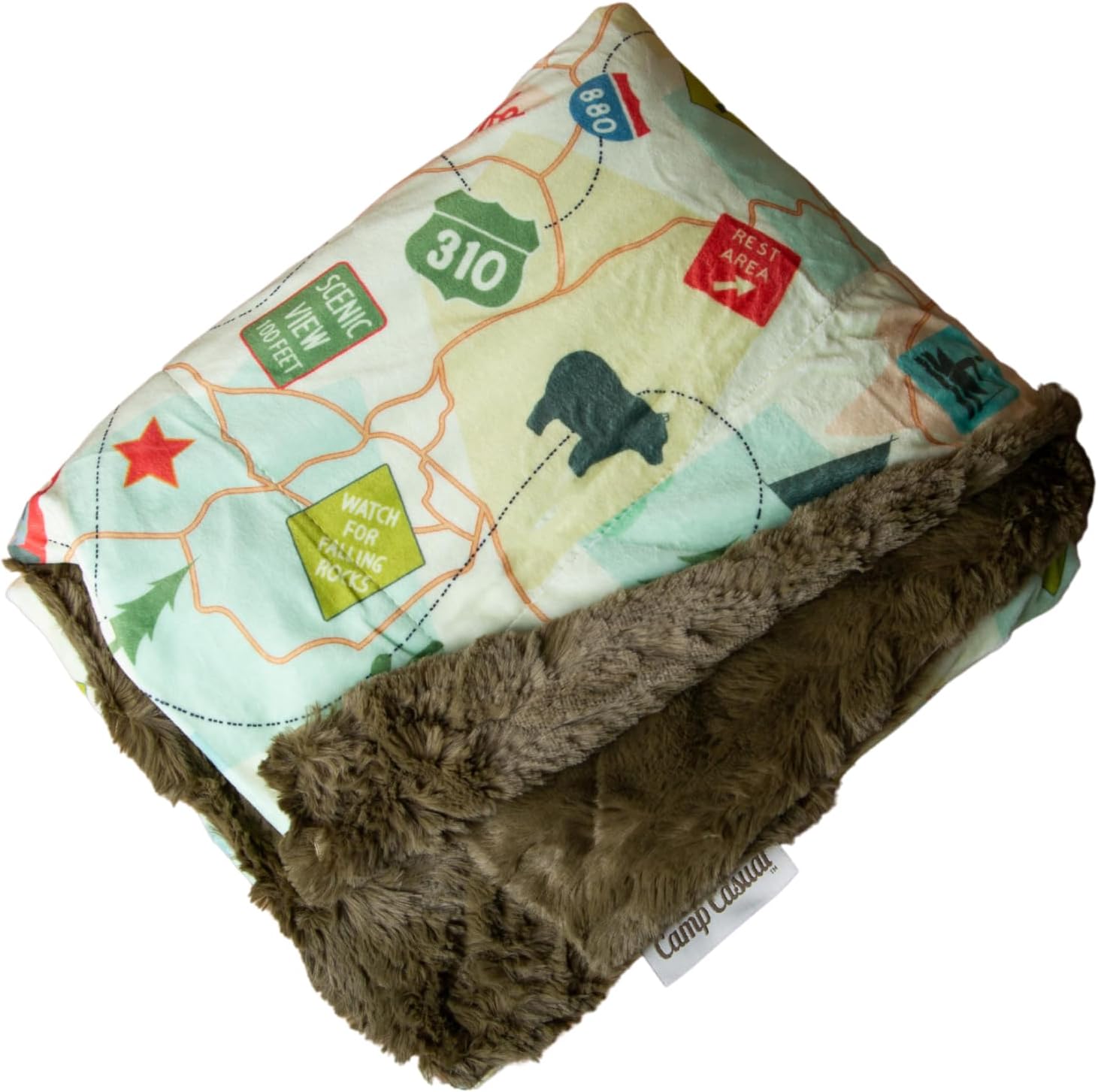 Throw Blanket for Camping - Plush Reversible Camping Blanket for Indoor & Outdoor Settings - Machine Washable Soft Blanket - 100% Polyester Cozy Blanket with Retro-Inspired Patterns, Camp Casual