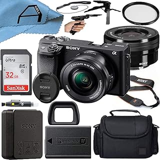 Sony Alpha a6400 24.2MP Mirrorless Digital Camera with 16-50mm Lens, SanDisk 32GB Memory Card, Case, Tripod and A-Cell Acc...