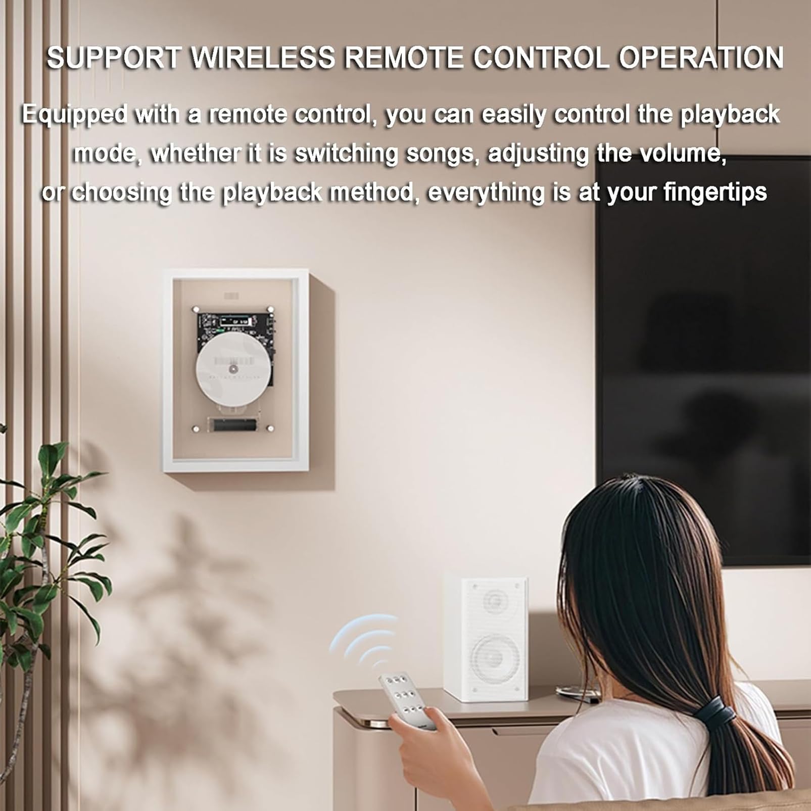 Lettore CD da parete con Bluetooth 5.0, telecomando, uscita AUX da 3,5 mm, ideale per la casa o l'ufficio per gli amanti della musica