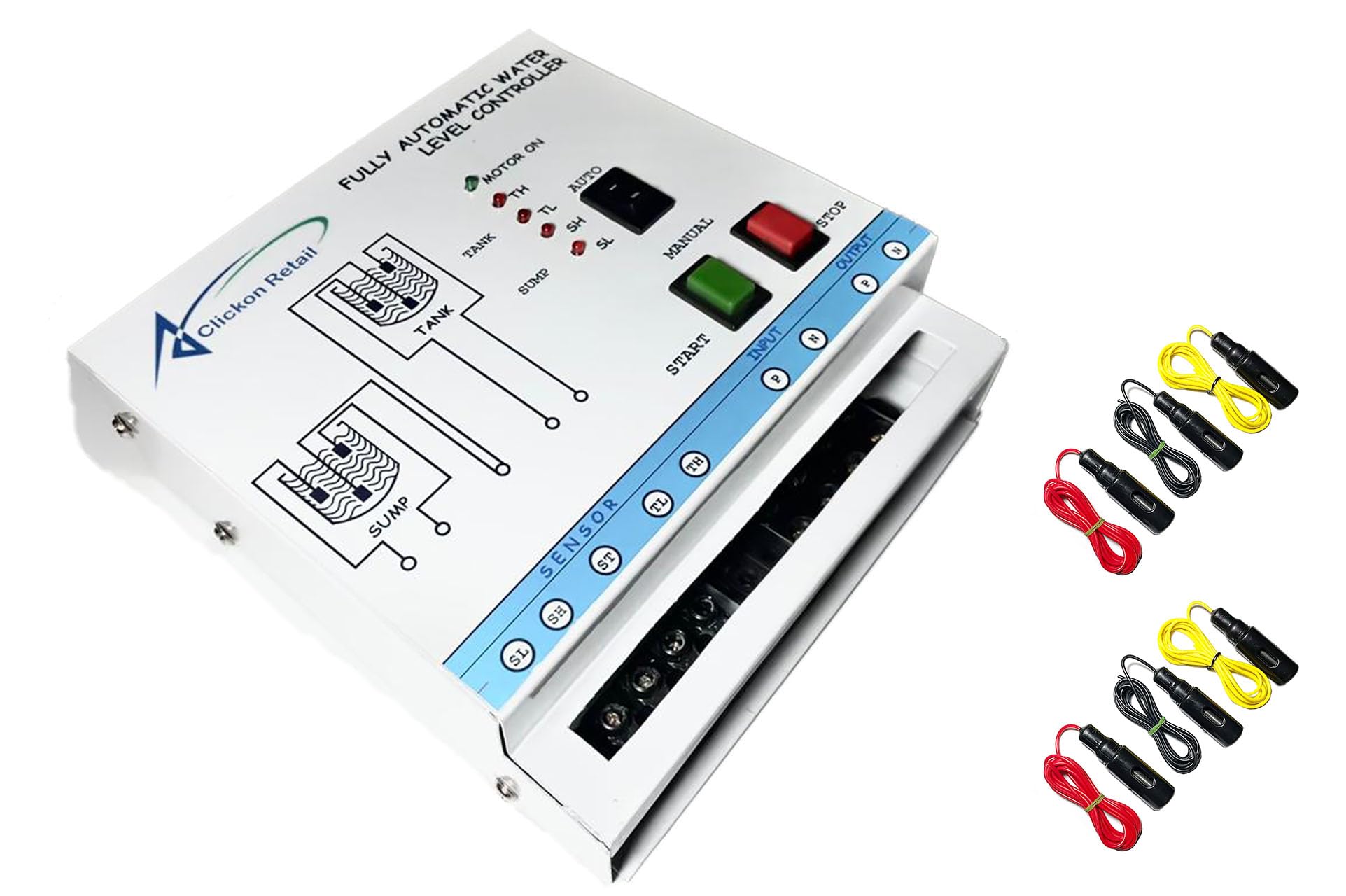 Clickon Retail’ Single Phase Fully Automatic Water Level Controller for Monoblock Pump Motor Load up to 3HP (with SS-304 Sensors), (for Double Tank Control, with Alarm Features), (MODEL-WLC-2022)-image-33