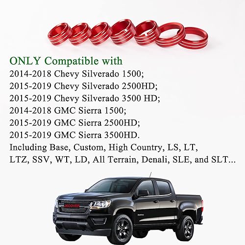 Miniatura 2 de JKCOVER Cubierta de botón de consola central compatible con Chevy SilveradoGMC Sierra 2014 2015 2016 2017 2018 cubierta para perilla de interruptor