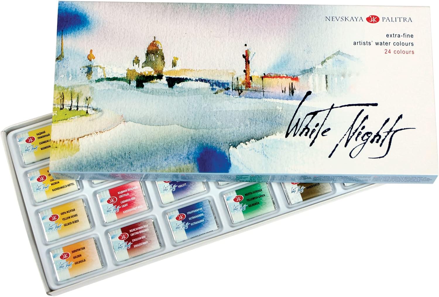 White Nights24 PROFESSIONAL Watercolours Paint Set Russian Nevskaya Palitra