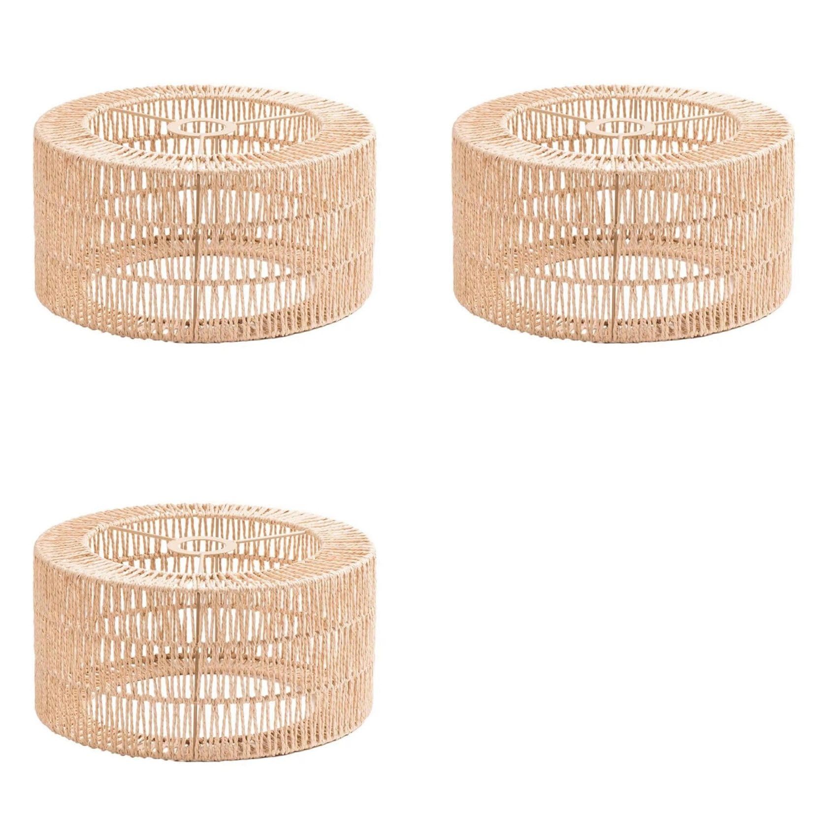 Vjsujehgy 3X Paper Rope Lampshade Ceiling Light Shade Boho Chandelier Shade Bulb Guard for Restaurant Cafe Living Room 22x11cm
