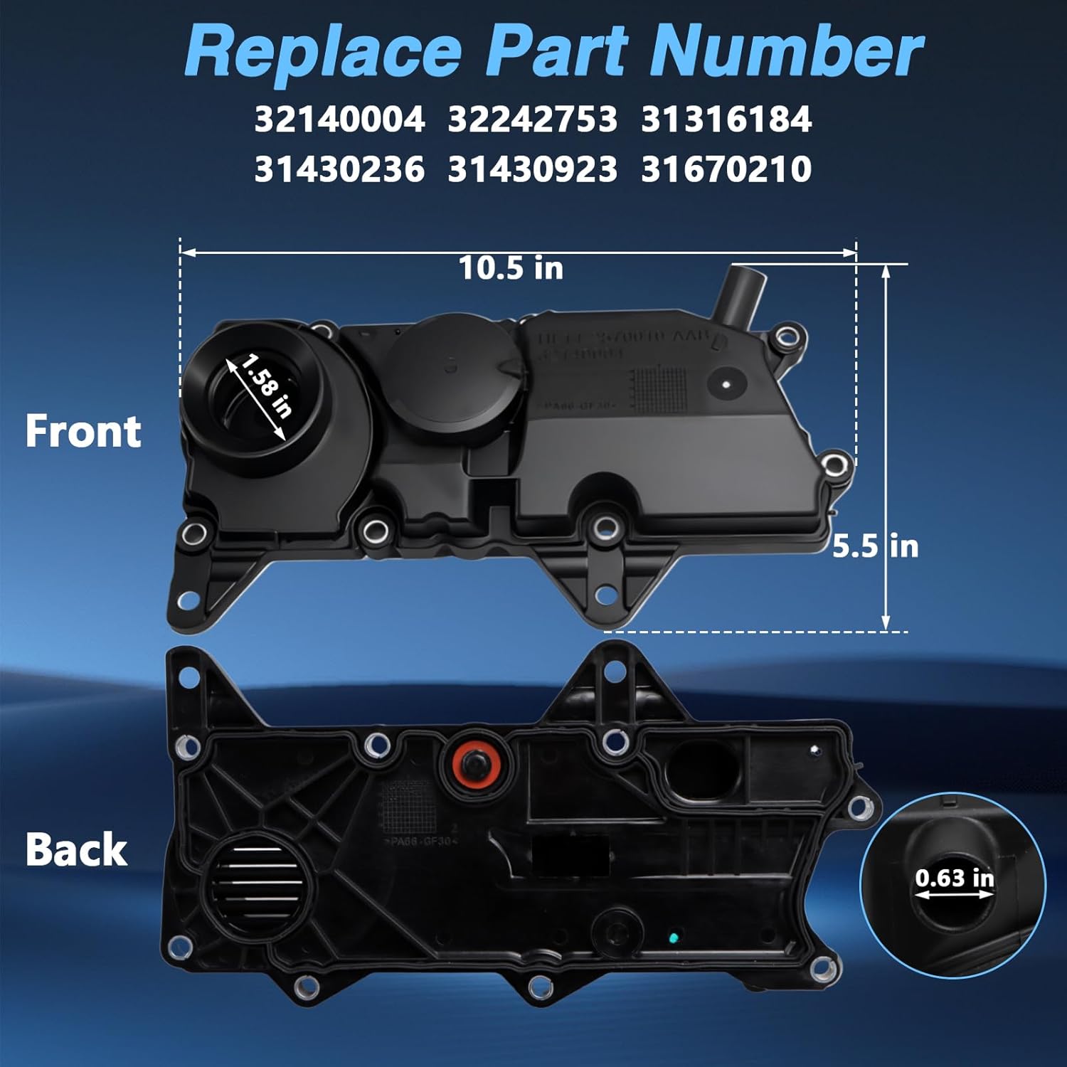 Engine Crankcase Vent Valve Cover Positive Crankcase Ventilation PCV Oil Trap Valve Rocker Cover with Gasket Compatible with Volvo S60 S80 S90 XC60 XC70 Replace#: 32140004