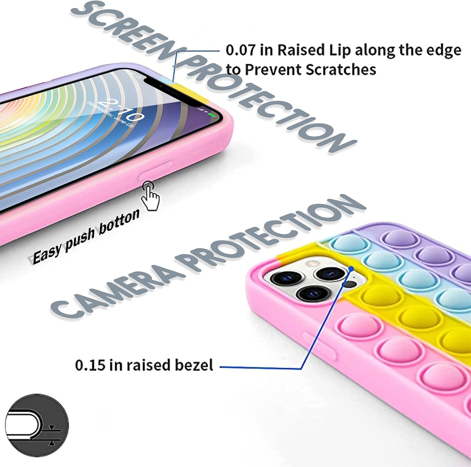 FINDWORLD Case for iPhone SE 2020 8/7/6/6S Funny Bubble Shockproof Protector Cover, Fashion Squeeze Sensory Stress Reliever Toy Cases, Boys Kids Girls Adult Gifts Cover Housing Skin