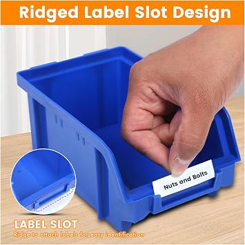 MaxWorks Wall Mount Storage Rack 30 Bin HeavyDuty Organizer for Nuts Bolts Screws Nails Beads Buttons and Small Parts for Garage Home and Workshop Blue and Red Bins (80694)