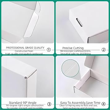 Small White Box 5 x 5 x 1 Inch 50 Pack Recyclable Corrugated Gift Mailers Storage Business Packaging Shipping Boxes