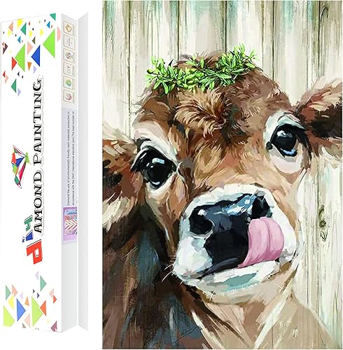 PASSDONE Arte de diamante de vaca colorido DIY 5D vaca diamante kits de pintura para adultos pintura de diamante vaca taladro completo arte arte por disponible en Yaxa Peru
