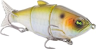 MACH (HCMBMS-864) MachShad 90 Fishing Lure, Slow Sinking Jointed Lipless Swimbait, Sound Chamber, Mustad KVD Elite Short Triple Grip Treble Hooks, 3 1/2-Inches, 7/17-Ounce, Ghost Herring