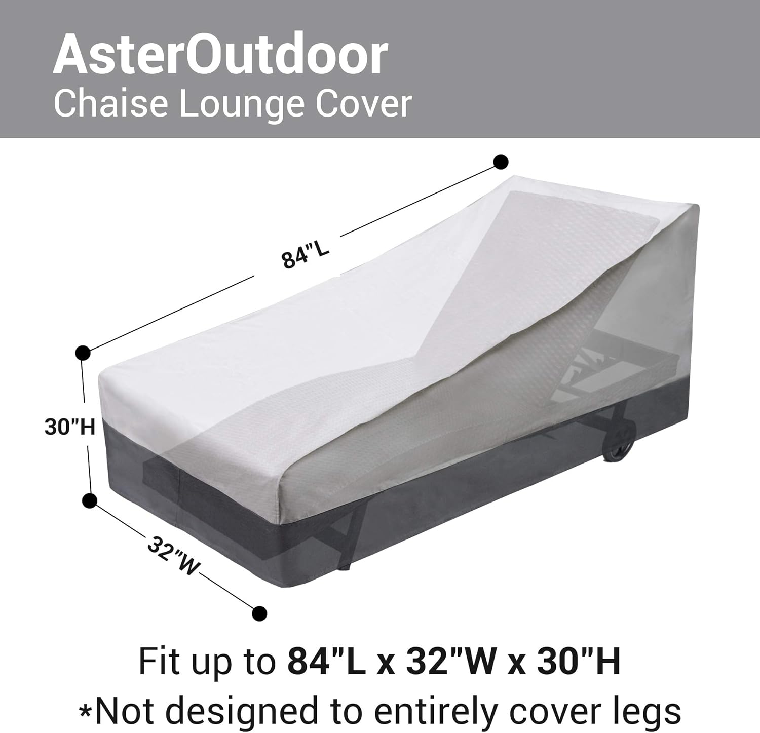 AsterOutdoor Waterproof Patio Chaise Lounge Cover, Heavy Duty 600D Oxford Fabric, UV Protection Patio Furniture Cover for Patio/Outdoor Chaise Lounge, 84" L x 32" W x 30" H : Patio, Lawn & Garden