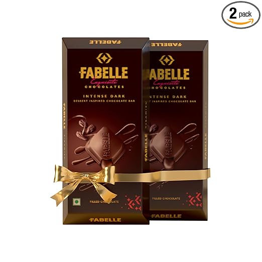 Fabelle Intense Dark - Chocolate Pack of 2, Large Luxury Dark Chocolate Bar with 84% Intense Dark Choco Mousse, Premium Packaged, Best Chocolate Box for Gifting, 2 x 130g