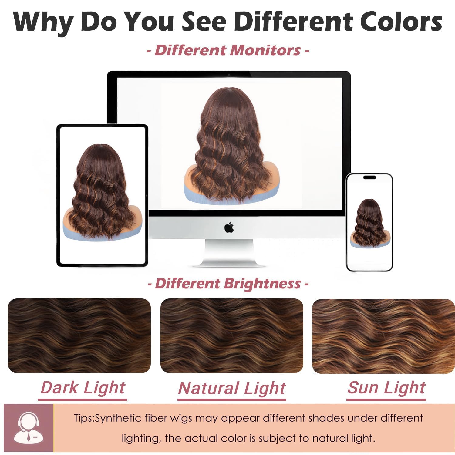ENTRANCED STYLES Brown Highlight Wig with Bangs for Women Short Wavy Curly Brown Bob Wigs Medium Length 14 inch Synthetic Hair for Daily Party Use