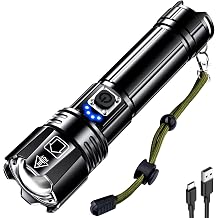AKNEAR Rechargeable LED Flashlight High Lumens, Super Bright Flashlights with Zoomable & USB C Rechargeable & 5 Light Mode & IPX7 Waterproof, Powerful Flash Light for Home, Hiking, Camping