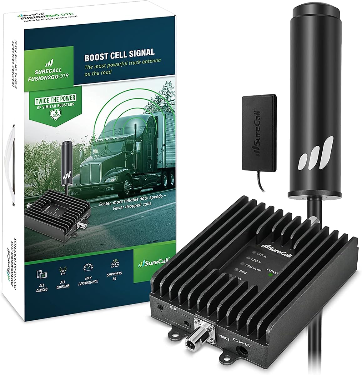 Amplificador de señal de teléfono celular Fusion2Go OTR para camiones, furgonetas de trabajo, flotas, aumenta 5G/4G LTE, Verizon AT&T Sprint T-Mobile, remolque RV para vehículos grandes, multiusuario, aprobado por la FCC, empresa de EE. UU.