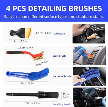 14PCS Car Cleaning Kit Premium Car Washing Products with Specialized Glass Cleaning Set, Interior & Exterior Car Wash Kit, Detailing Car Wash Brush, Car Cleaning Brush for Wheel