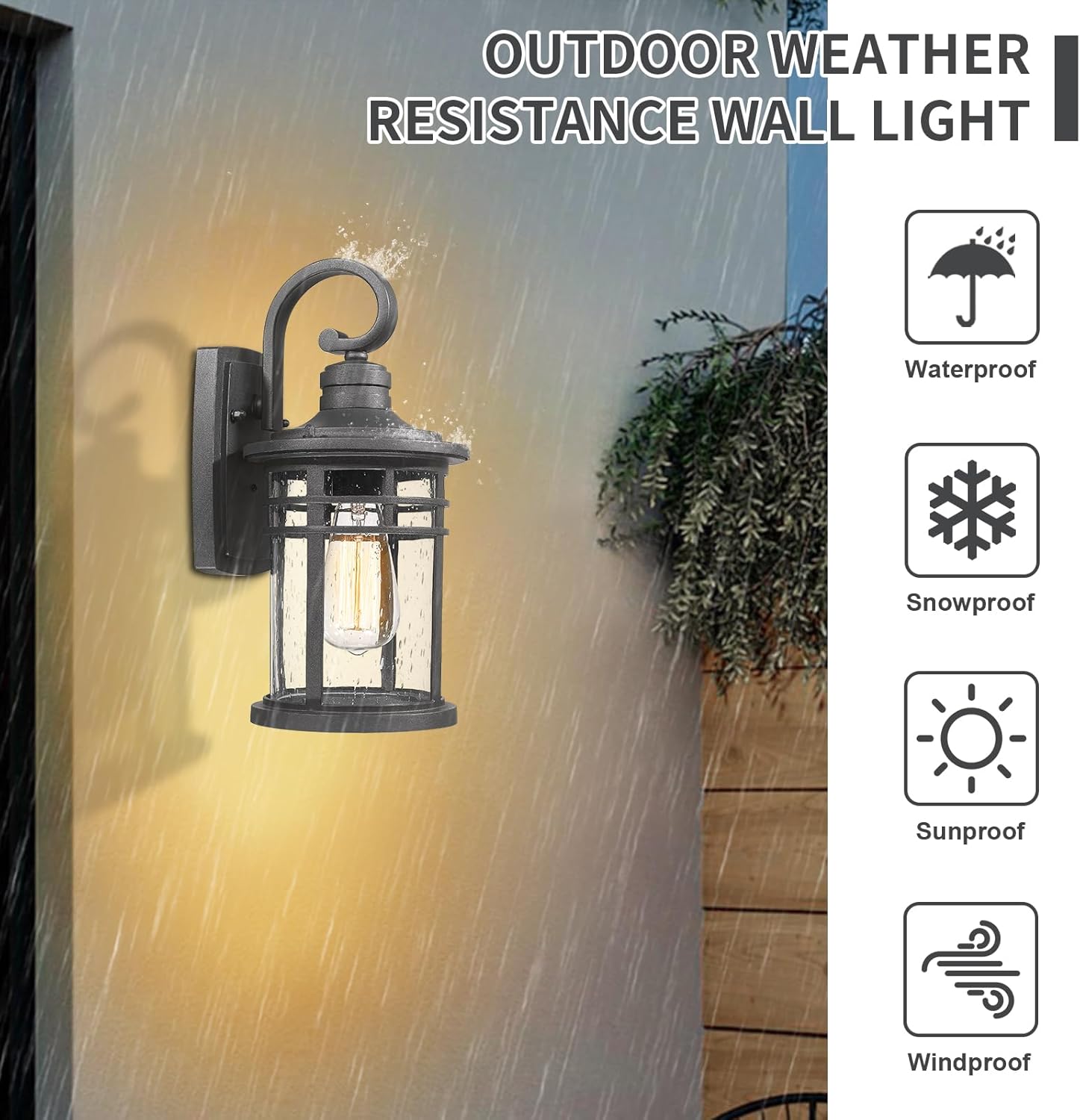 Outdoor Porch Light Wall Mount, Modern Exterior Wall Light Fixtures Outside Sconce Lighting with Clear Glass Waterproof for Home Garden Halway Garage Patio