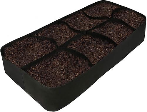 Miniatura 8 de Firlar Cama de jardín elevada, cama elevada de tela, 8 rejillas divididas, bolsas de cultivo duraderas para jardín, caja para plantas, hierbas,