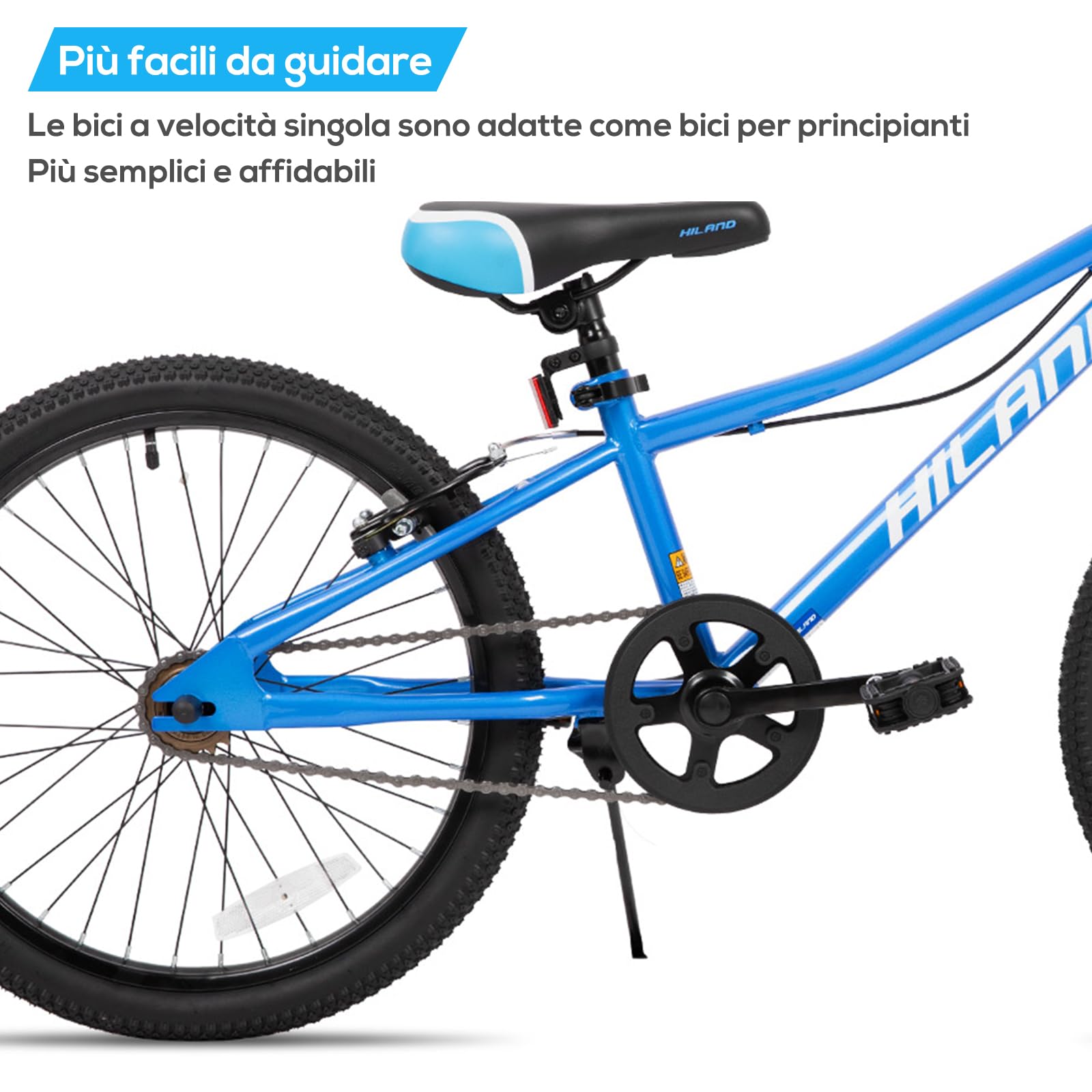 HILAND Mountain Bike 20 Pollici Bambini Ragazzi Ragazze Bicicletta Singola Velocità Doppi Freni a Mano Cavalletto