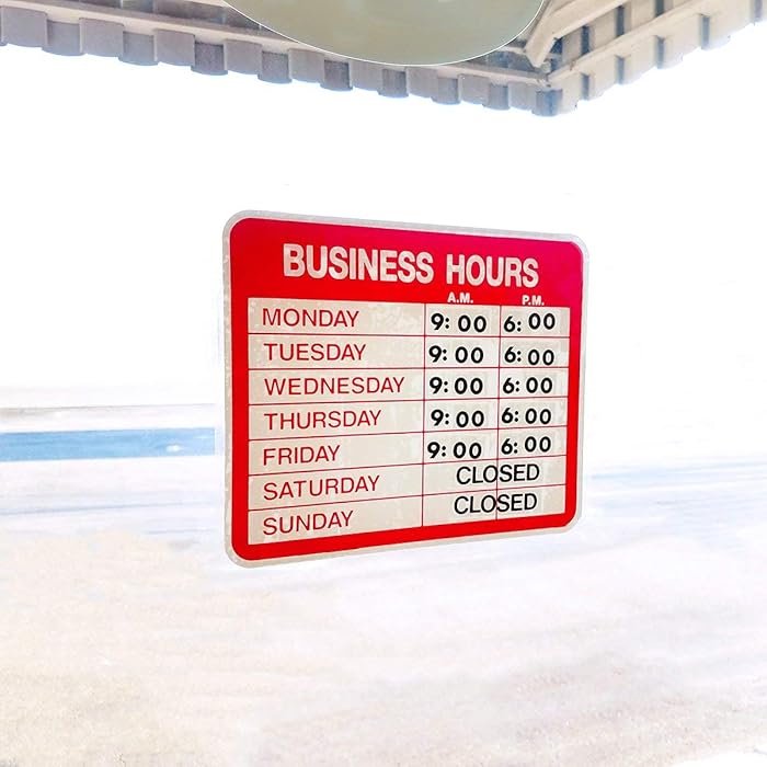 Buy static cling business hours open closed window or door sign with