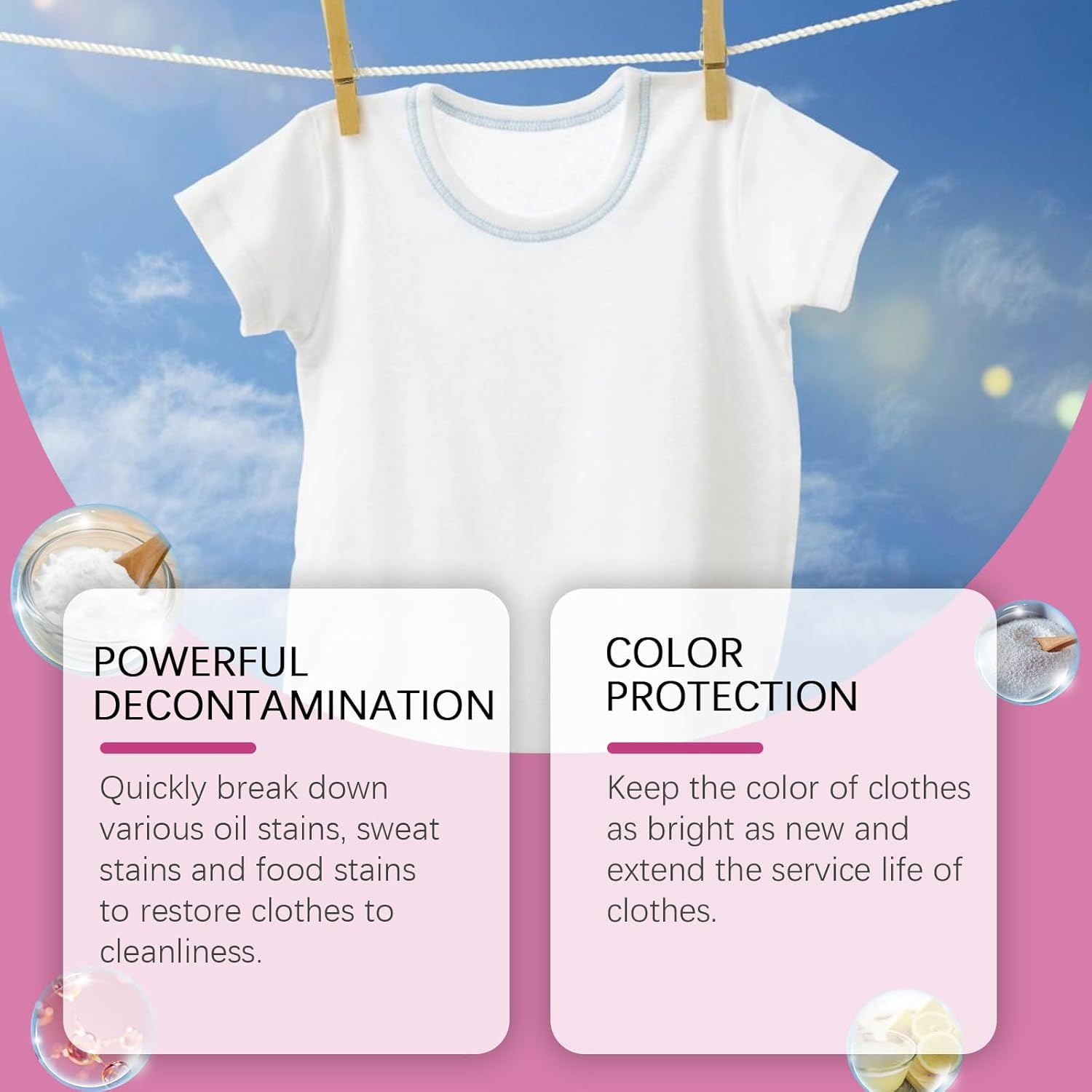 Hyper Concentrated Strong Stain Remover Powder, 16.67 Fl Oz Oxygen Laundry Powder, Stain Remover For Clothes Laundry, Safe On Everyday Fabrics Removes Milk Sweat Oil Fruit Stains (1pcs) - Image 4