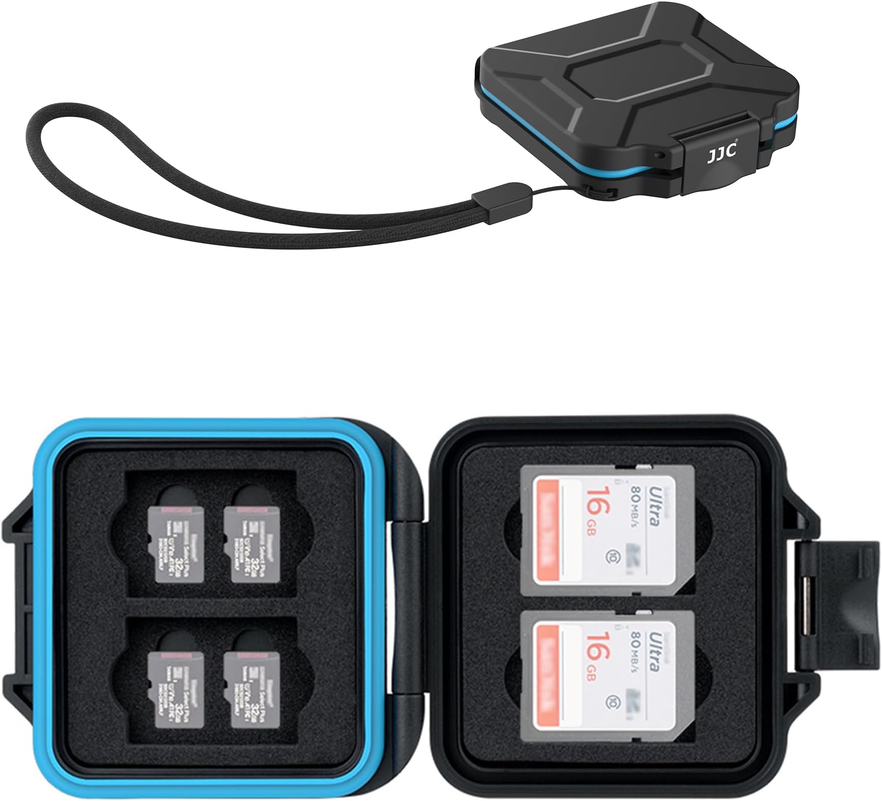 JJC Slim 12 Slots Memory Card Case for 4 SD SDXC SDHC Cards and 8 Micro SD Micro SDXC Micro SDHC TF Cards Water Resistant Shockproof Portable