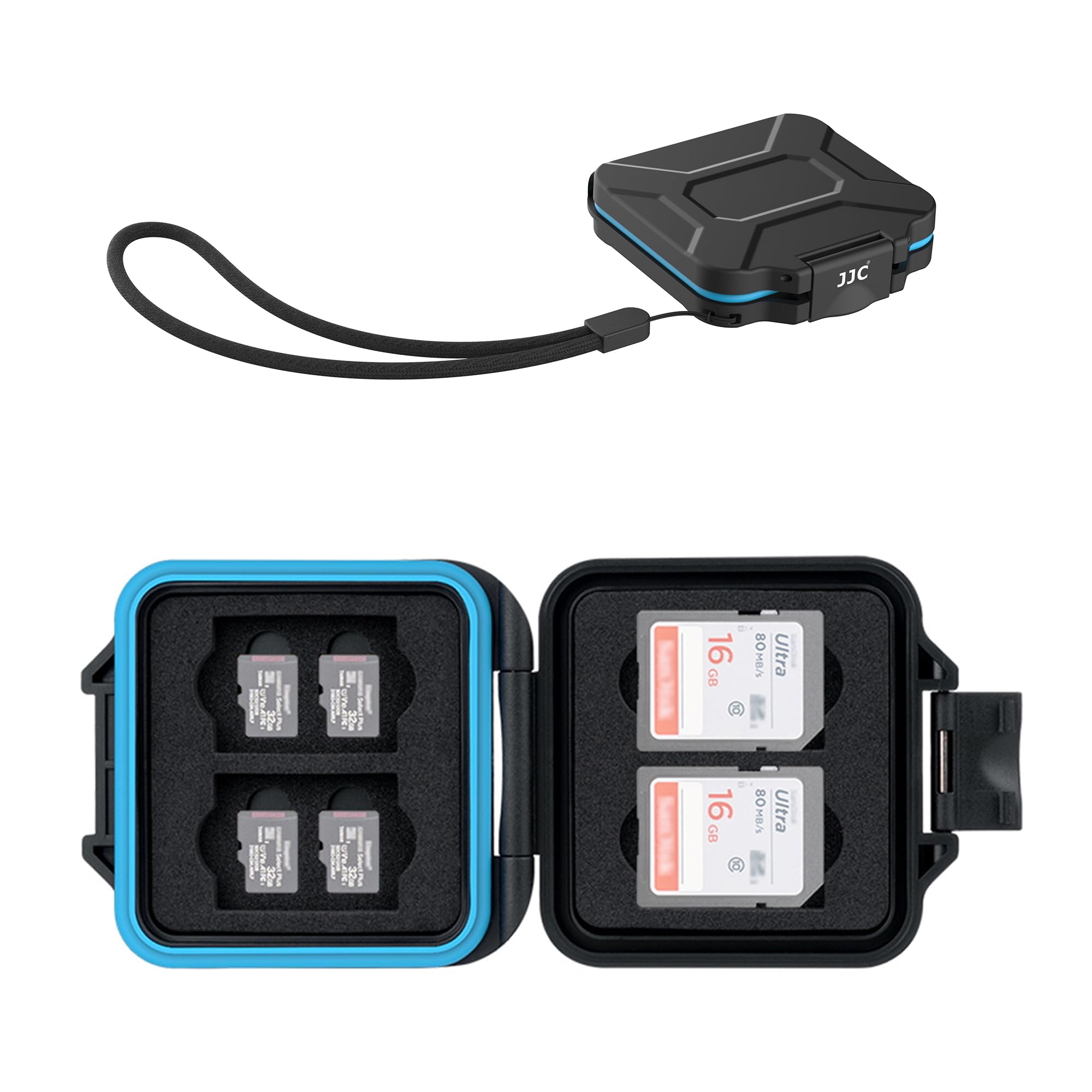 JJC Slim 12 Slots Memory Card Case for 4 SD SDXC SDHC Cards and 8 Micro SD Micro SDXC Micro SDHC TF Cards Water Resistant Shockproof Portable