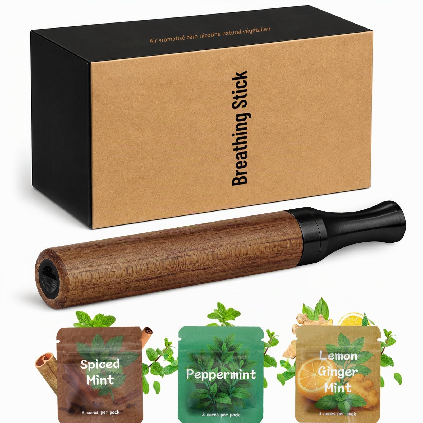 Arrêter de Fumer Portable de Respiration: Relaxation par les Arômes Naturels, Entrée d’Air Ajustable, Réutilisable d’Inhalation avec 3 Filtres Gratuit Sans de l'anxiété Soulagement, Noir