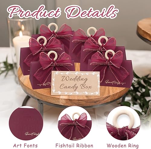 Miniatura 4 de GLGHMH Cajas de recuerdo de boda, 20 cajas de dulces de boda, cajas de regalo de chocolate para boda, novia, baby shower, Navidad, cumpleaños (20