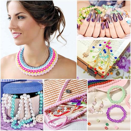 Miniatura 4 de PAXCOO 3200 cuentas de vidrio de 0.236 pulgadas para hacer joyas, cuentas de vidrio de 56 colores para hacer pulseras, kit de pulseras de cuentas