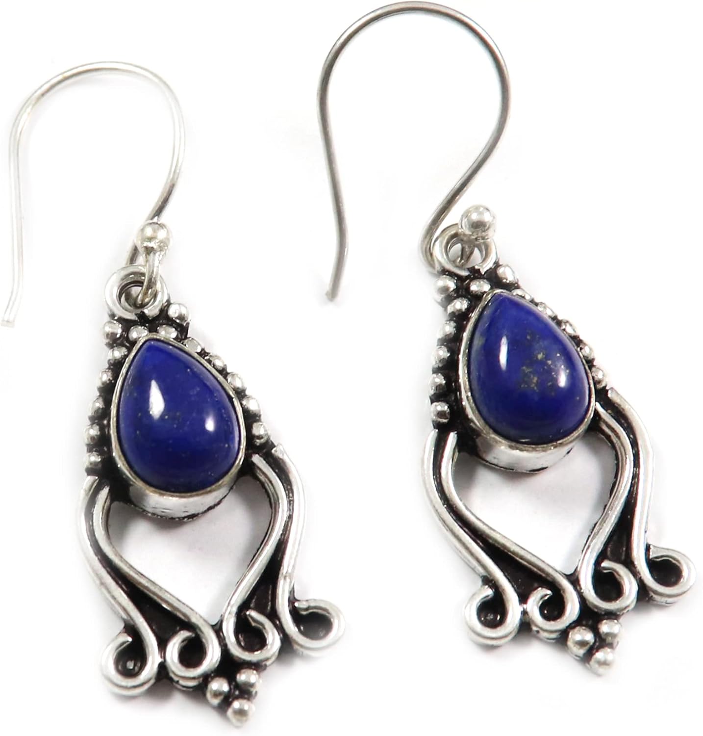 Goyal Exports Lapis Lazuli Gemstone 925 Sterling Silver Drop Dangle Earring Jewlery SEG77C