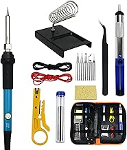 ferro de solda elétrico,ERYUE Kit de pistola de solda 15 PCS com bolsa de armazenamento 60 W Pistola de solda portátil Temperatura ajustável Aquecimento rápido Núcleo de cerâmica Ferro de solda elét