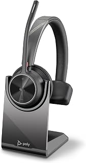 Poly Voyager 4310, schnurloses UC-Headset und Ladestation – Ein-Ohr-Bluetooth-Headset mit Noise Cancelling-Mikrofonarm – Verbindung mit PC/Mac/Mobiltelefon – Kompatibel mit Teams (zertifiziert), Zoom