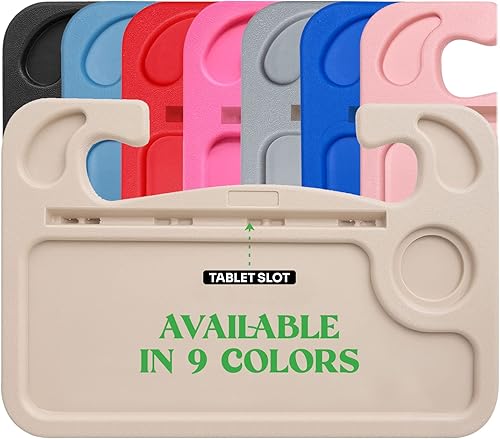 Miniatura 50 de lebogner Bandeja para volante, bandeja de automóvil para comer, escritorio con gancho para alimentos, laptop y accesorios de automóvil, artículos