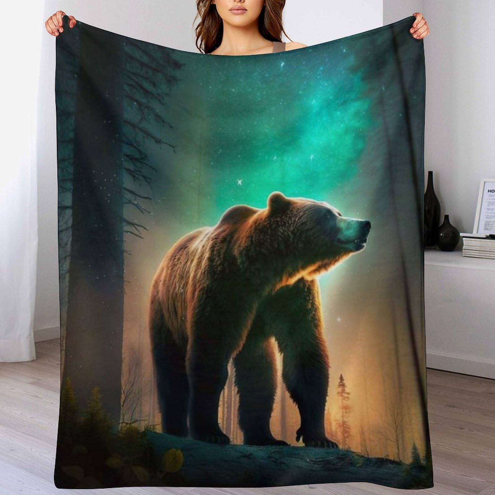 Ggjjtt Bear Blanket Warm Adult Super Soft Blanket Anti-Pilling Machine Washable Throw Blanket For Adults & Kids 3D Print （130×150Cm）