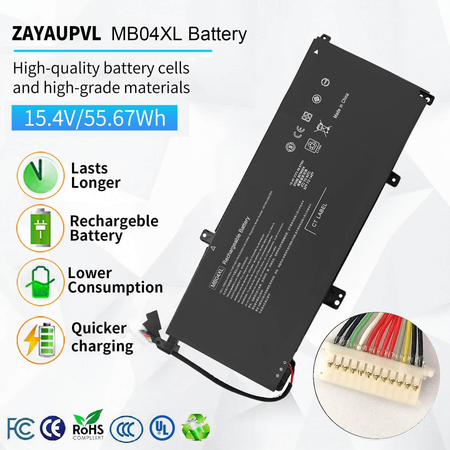 ZAYAUPVL 55.67Wh MB04XL 844204-850 Battery for HP Envy X360 M6 Convertible m6-aq105dx m6-aq103dx m6-aq003dx m6-aq005dx m6-ar004dx 15t-aq100 15t-aq200 15-aq273cl 15-aq292cl 843538-541 15.4V