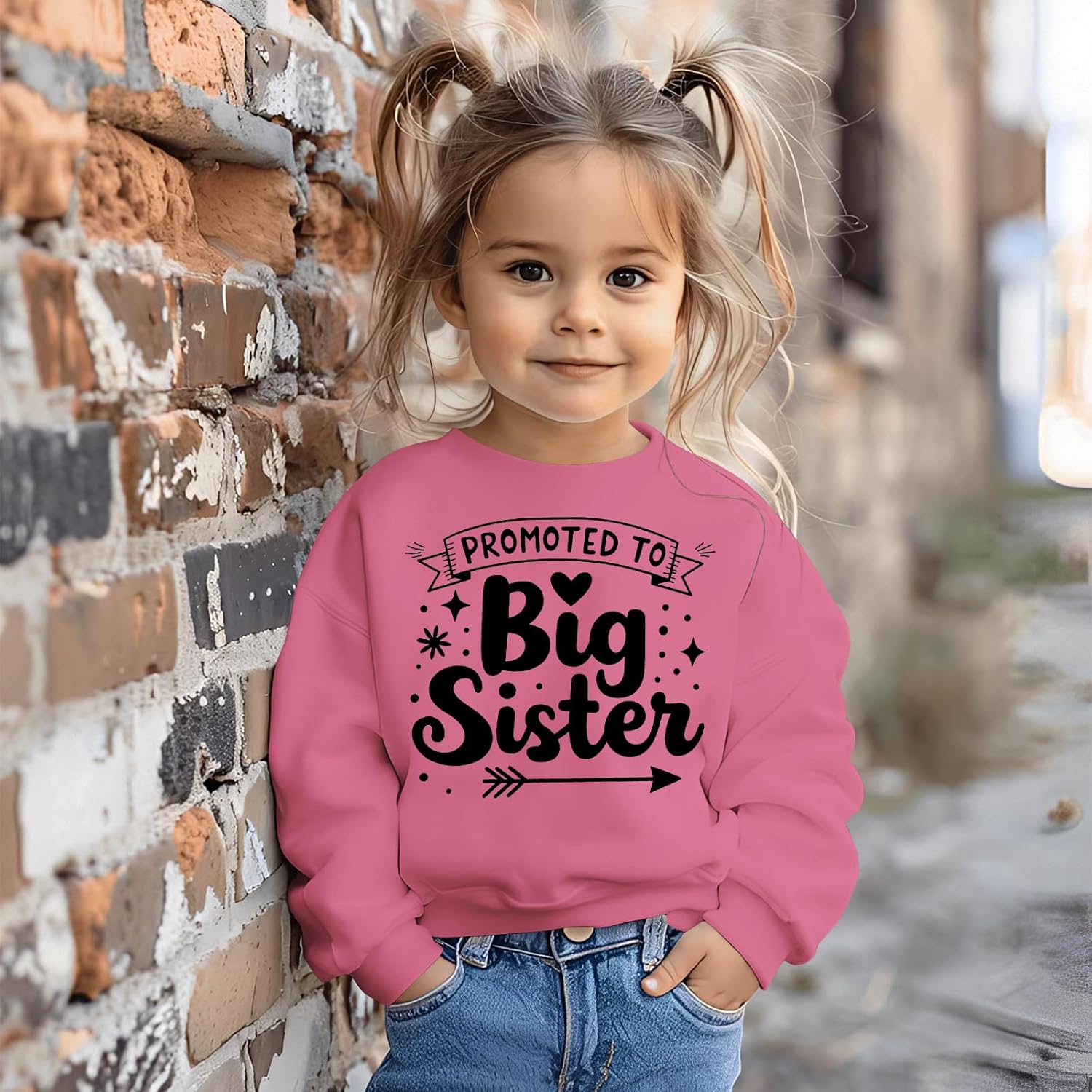 BOUTIKOME Toddler Promoted to Big Sister Sweatshirt Baby Girl Big Sis Pullover Crewneck Shirts Fall Top Announcement Clothes - Image 2