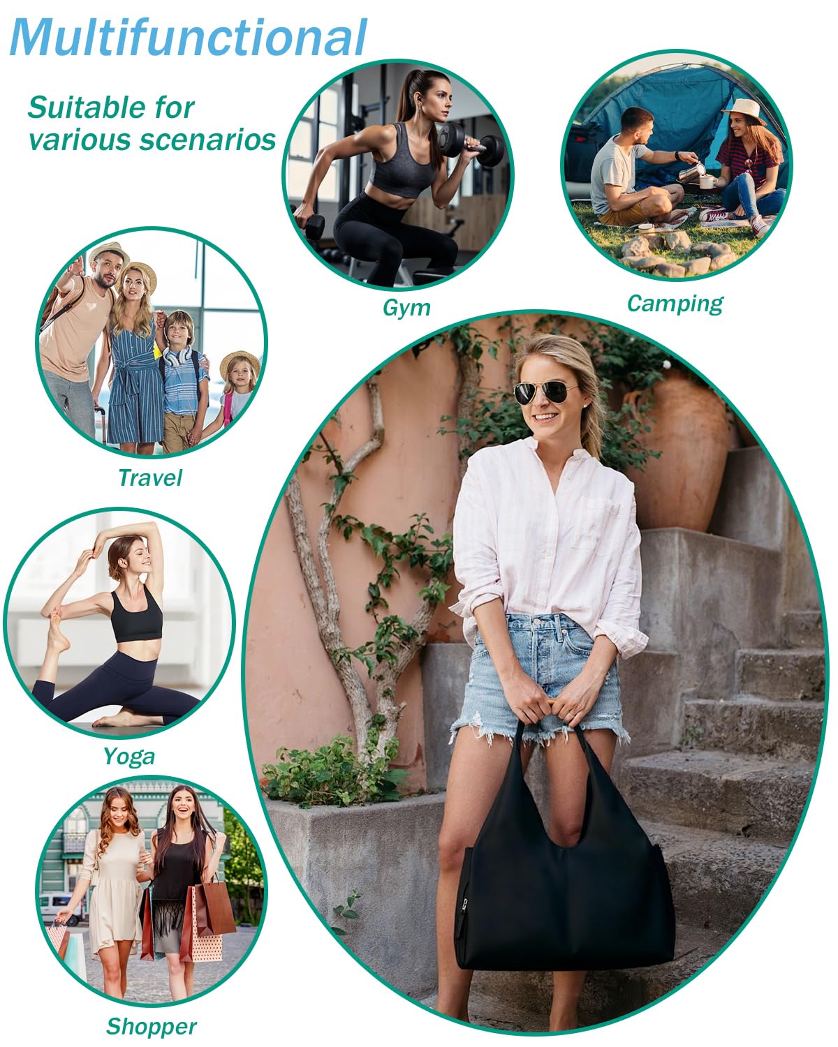 Sporttasche Damen Reisetasche Handgepäck mit Schuhfach & Nassfach Trainingstasche kleine Gym Tasche für Yoga Sauna Schwimmen