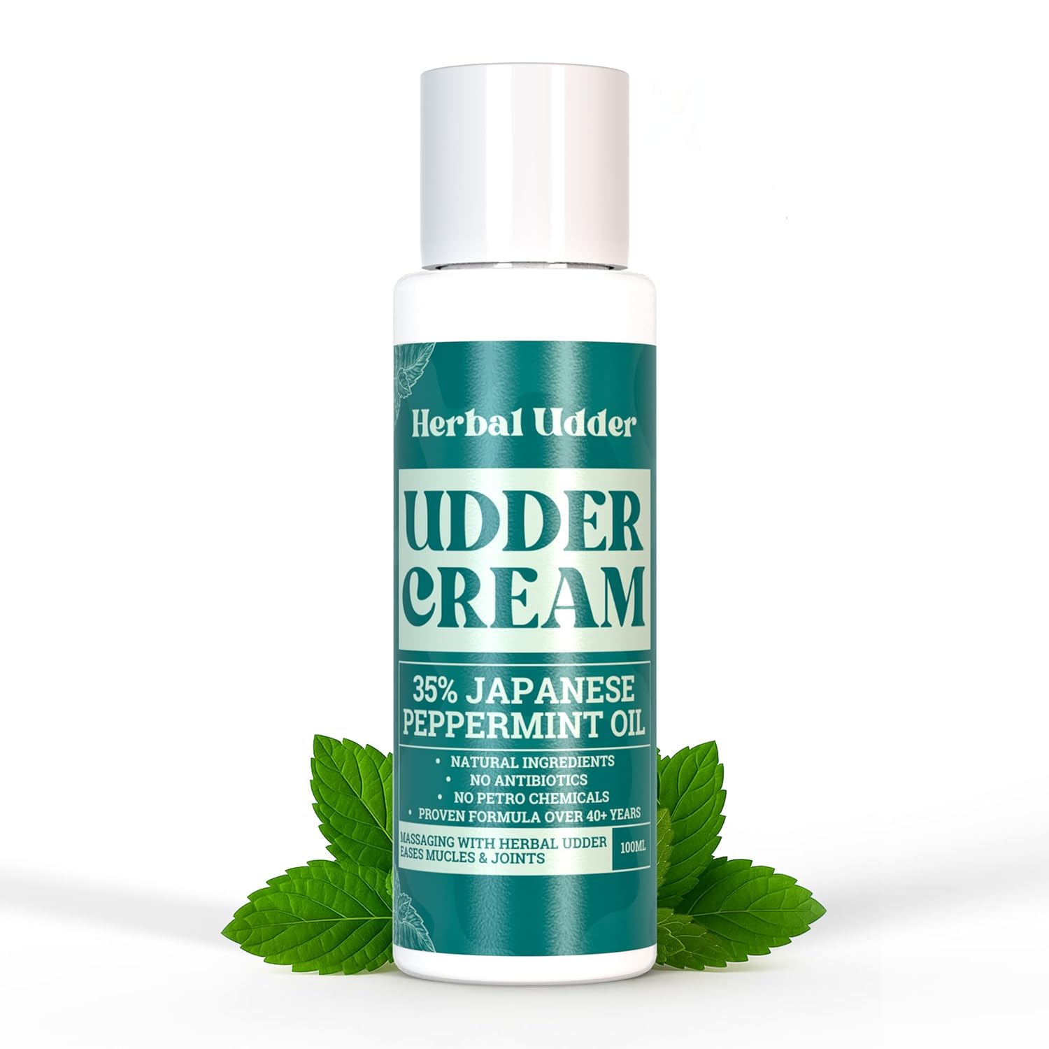 Udder Cream 100ml Travel Size Menthol Rub – Udder Mint Cream for Soothing Muscle and Joint Pain – Massage Liniment with Strong 35% Japanese Peppermint Oil Extract for Long-Lasting Deep Cooling Relief